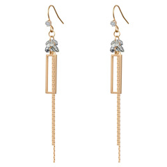 Crystal Rectangle STAINLESS STEEL CHAIN TASSELS EARRINGS / Boucle d'oreilles en acier inoxydable