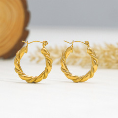 Delicate Hemp Wreath STAINLESS STEEL HOOP EARRINGS / Boucle d'oreilles en acier inoxydable