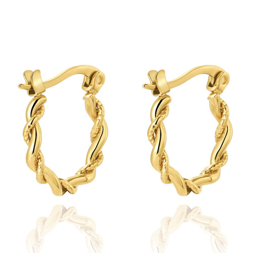 Retro Hemp Wreath STAINLESS STEEL HOOP EARRINGS / Boucle d'oreilles en acier inoxydable