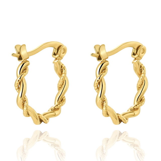 Retro Hemp Wreath STAINLESS STEEL HOOP EARRINGS / Boucle d'oreilles en acier inoxydable