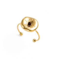 Sunflower Irregular Circle STAINLESS STEEL RINGS inlayed with Rhinestone / Bague en acier inoxydable