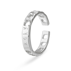 Lucky Letter Hollow Out STAINLESS STEEL OPEN RINGS / Bague en acier inoxydable