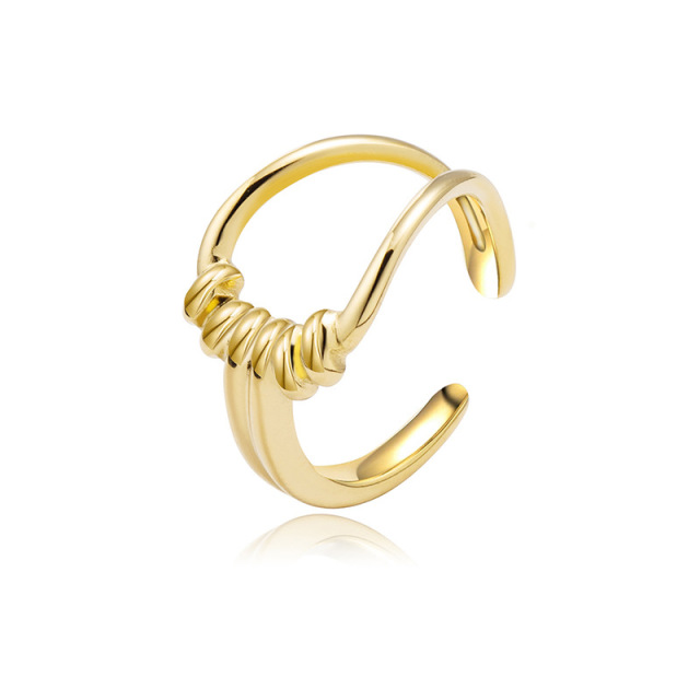 Fashion 14K Gold Twist Hollow Out STAINLESS STEEL OPEN RINGS / Bague en acier inoxydable
