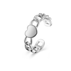 Trendy Heart Chain STAINLESS STEEL ADJUSTABLE RINGS / Bague en acier inoxydable