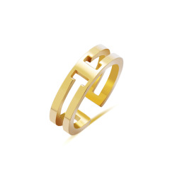 Simple 14K Gold Hollow T STAINLESS STEEL OPEN RINGS / Bague en acier inoxydable