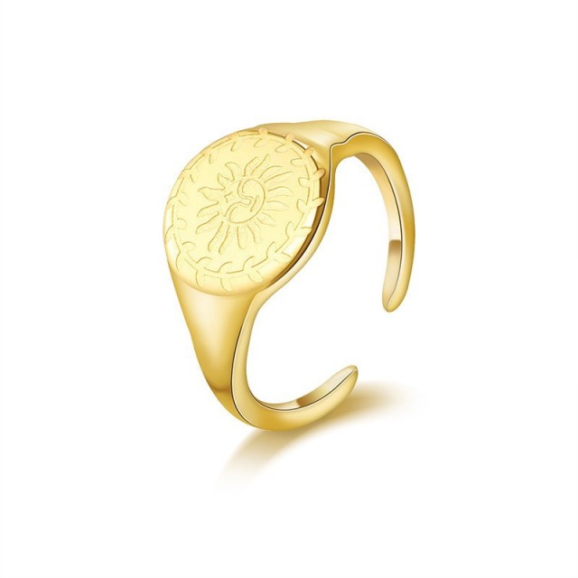 Trendy Sunflower Signet STAINLESS STEEL OPEN RINGS / Bague en acier inoxydable