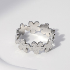 Elegant French Style Flower STAINLESS STEEL ADJUSTABLE RINGS / Bague en acier inoxydable