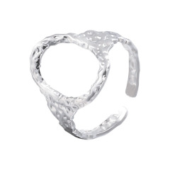 Hollow Irregular Oval Geometry STAINLESS STEEL ADJUSTABLE RINGS / Bague en acier inoxydable