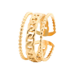 Luxury Three Layer Chain Stainless Steel Open Adjustable ring / Bague réglable en acier inoxydable