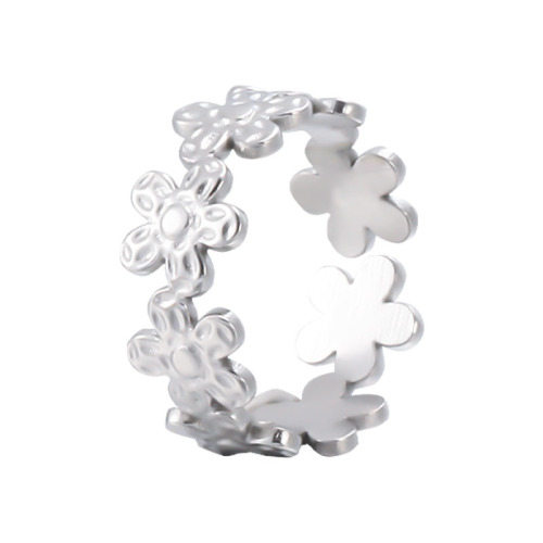 Elegant French Style Flower STAINLESS STEEL ADJUSTABLE RINGS / Bague en acier inoxydable