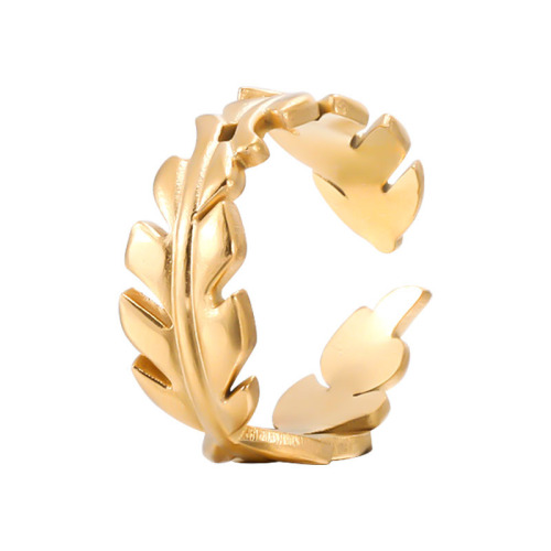 Vintage Leaf Olive Branch Stainless Steel Adjustable ring / Bague réglable en acier inoxydable