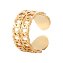 Double Layer Chain Link Stainless Steel Adjustable Opening ring / Bague réglable en acier inoxydable