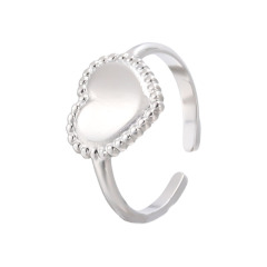 Romantic Heart Shaped Stainless Steel Adjustable Opening ring / Bague réglable en acier inoxydable