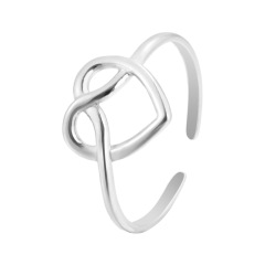 Romantic Wind Heart Shaped Stainless Steel Opening Adjustable ring / Bague réglable en acier inoxydable