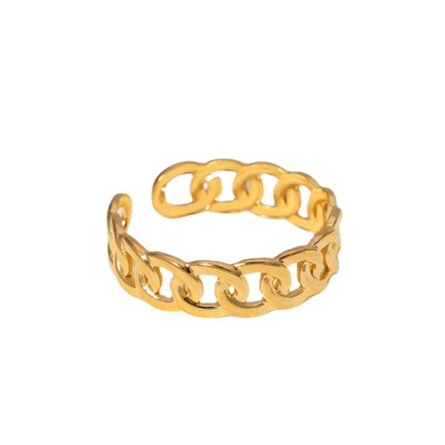 Wholesale Gold and Silver Chain Link Stainless Steel Adjustable opening ring / Bague réglable en acier inoxydable