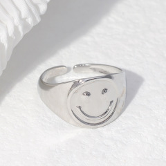 Cute Stainless Steel Adjustable Smiley Face opening ring / Bague réglable en acier inoxydable