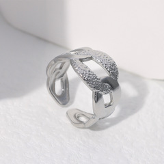 Retro Stainless Steel Opening Adjustable Chain Link Ring / Bague réglable en acier inoxydable