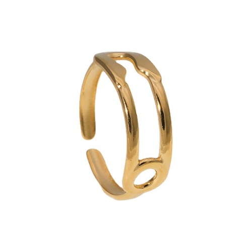 Simple 18K Gold Stainless Steel Hollow Out  Adjustable Ring / Bague réglable en acier inoxydable