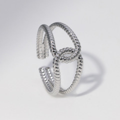 Retro Stainless Steel Twisted Rope Adjustable Ring / Bague réglable en acier inoxydable