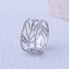 Elegant Hollow Leaves Stainless Steel Opening Ring / Bague ouverte en acier inoxydable