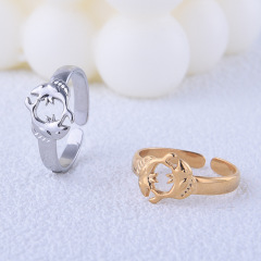 Creative Hollow Double Fish Stainless Steel Opening Ring / Bague ouverte en acier inoxydable