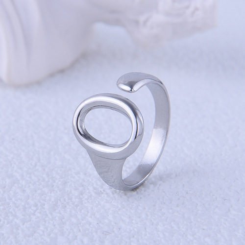 Vintage Hollow Out O Letter Stainless Steel Opening Ring / Bague ouverte en acier inoxydable