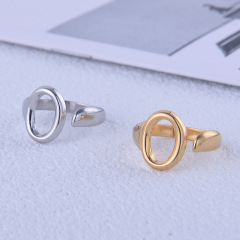 Vintage Hollow Out O Letter Stainless Steel Opening Ring / Bague ouverte en acier inoxydable