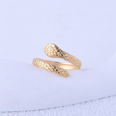 Simple PVD Stainless Steel Textured Snake Opening Ring / Bague Ouverte en acier inoxydable
