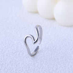 Minimalist Irregular Wave PVD Stainless Steel Opening Ring