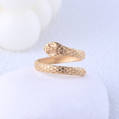 Elegant Snake Shape 316l Stainless Steel Jewelry Opening Ring
