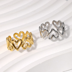 Wholesale High-Quality Hollow Out Heart Shape Stainless Steel Jewelry Open Ring