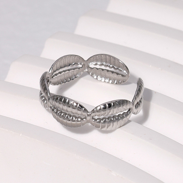 Wholesale Trendy Womens Stainless Steel Jewelry Shell Open Ring