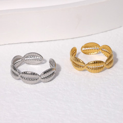 Wholesale Trendy Womens Stainless Steel Jewelry Shell Open Ring