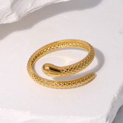 Vintage 18k Gold plated Stainless Steel Jewellery Wholesale Snake wrap ring