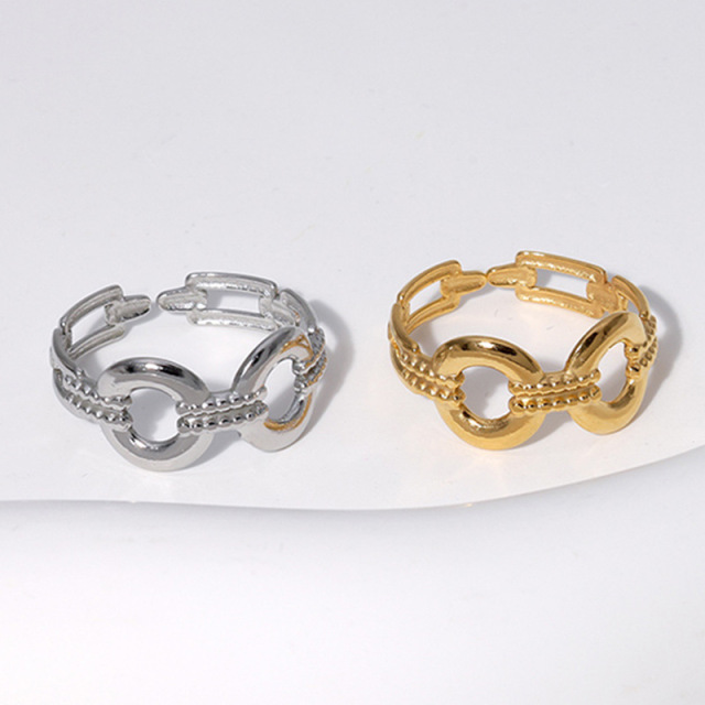 18K Gold Plated Jewelry Stainless Steel Chain Adjustable Rings