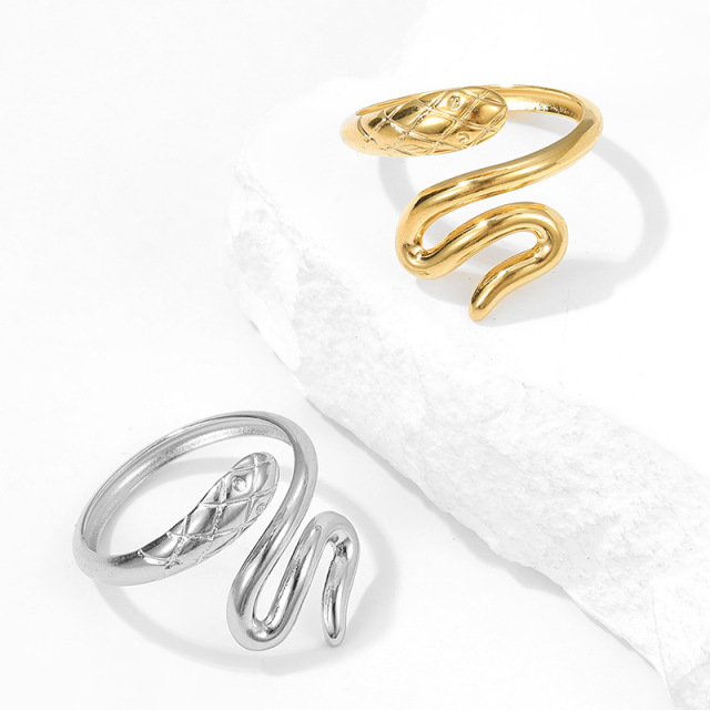 18K Gold Plated 316l Stainless Steel Snake Wrap ring
