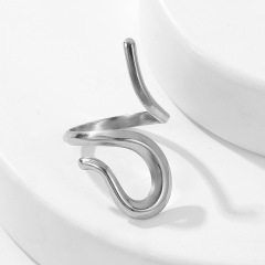 PVD Stainless Steel Jewelry With Irregular Wire Winding Ring