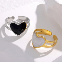 PVD Stainless Steel Jewelry Heart Seal Open Ring