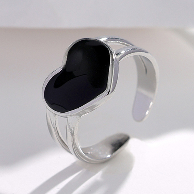 PVD Stainless Steel Jewelry Heart Seal Open Ring