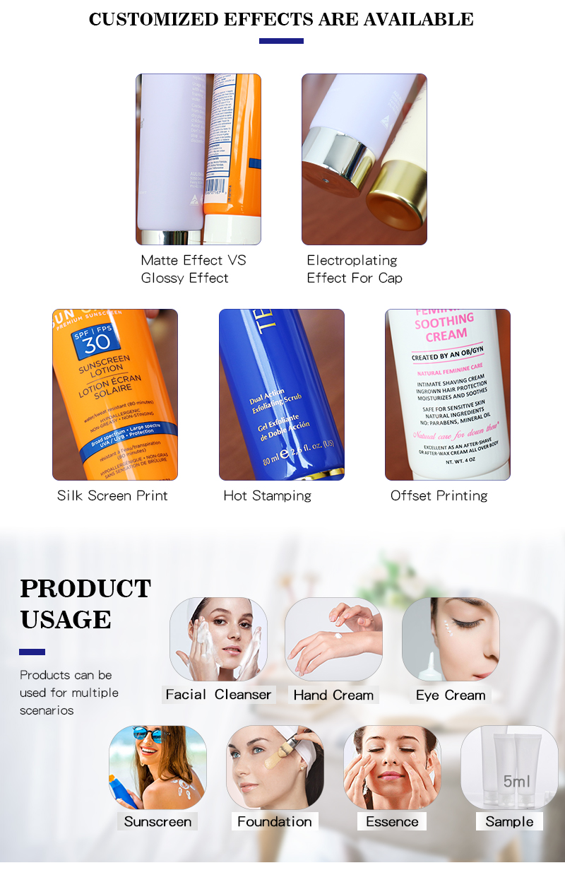 Sunscreen Cream Cosmetic Tubes With Private Logo