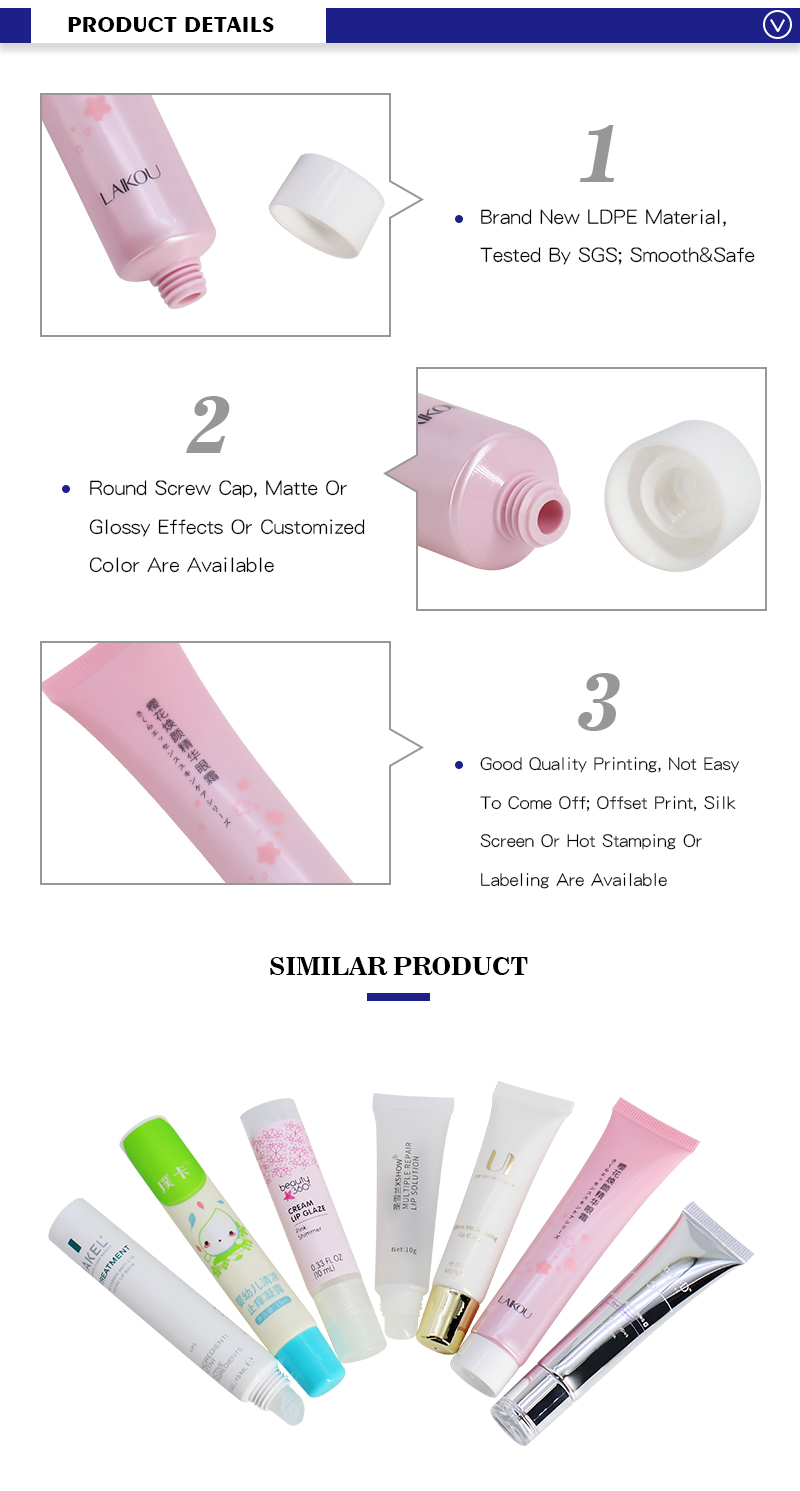 30g Plastic Cosmetic Eye Serum Cream Squeeze Tube Packaging