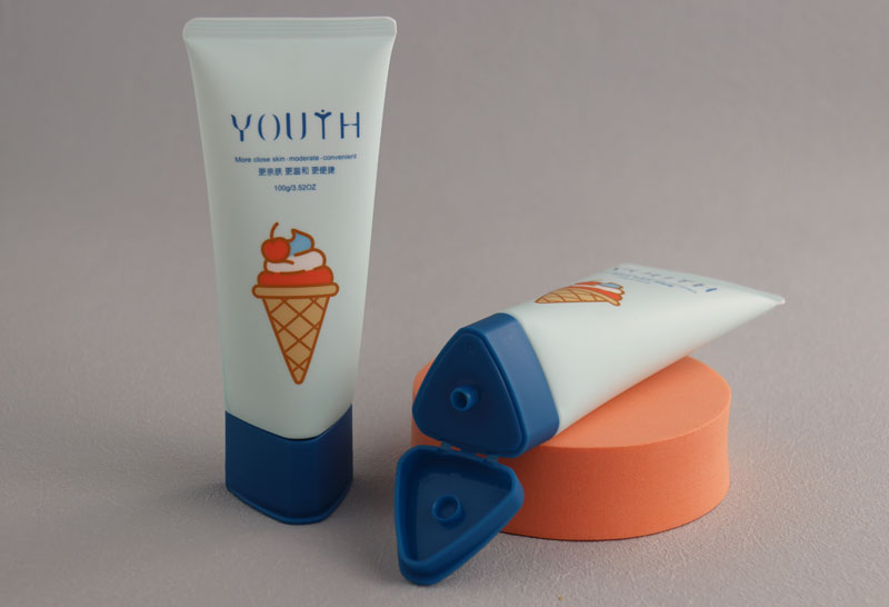 Cute Triangle Matte Blue Cosmetic Squeeze Tubes For Cream