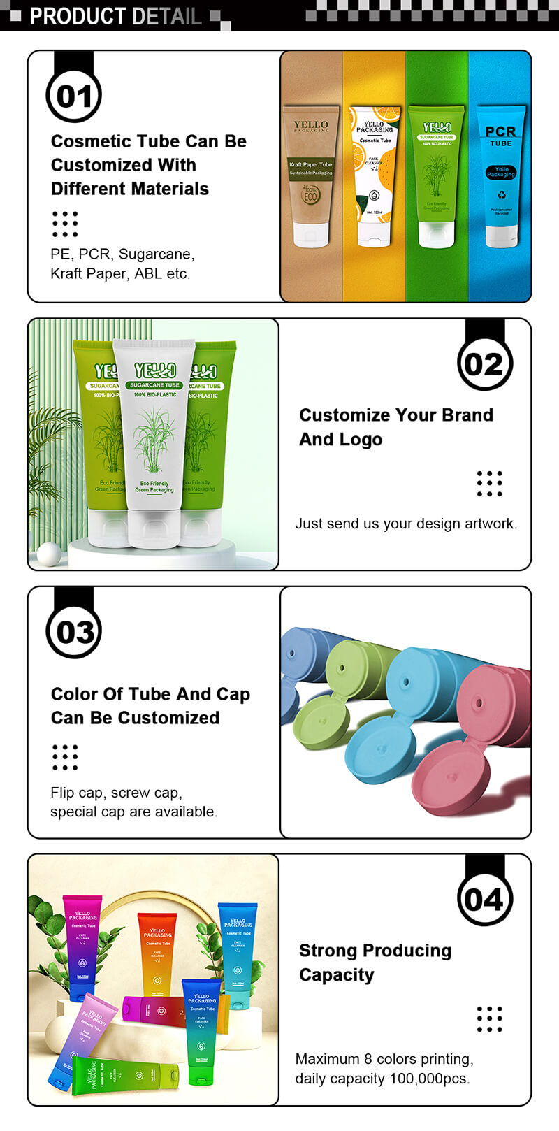 PCR Plastic Eco Friendly Cosmetic Hand Cream Squeeze Tubes
