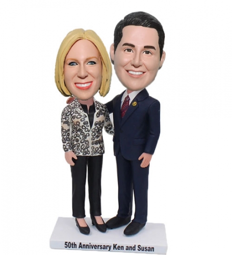 Custom Bobbleheads with Woman in Leopard Jacket