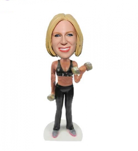 Personalized Bobblehead Fitness Flexing Girl
