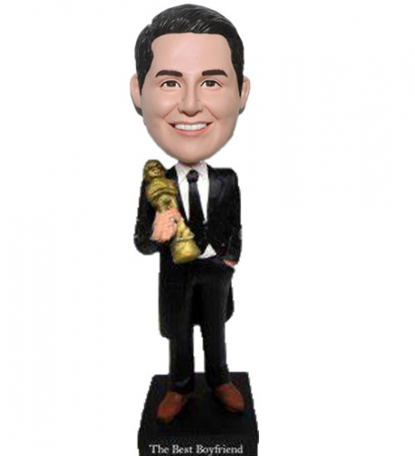 Personalized Bobbleheads holding Oscar statuette