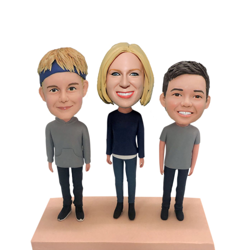 Mother and her two sons Bobblehead dolls Best Gift