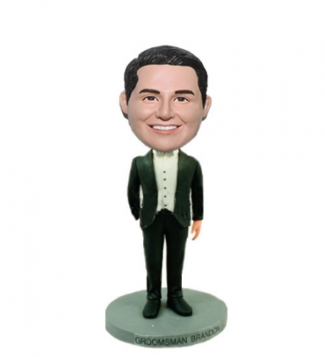 Fully custom groomsmen bobbleheads groom cake topper