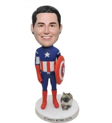 Custom bobblehead Captain America with Cat