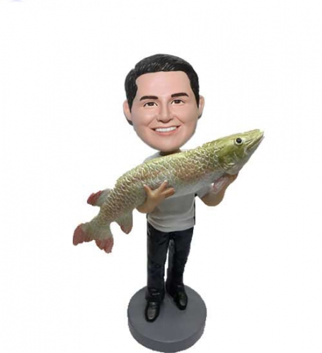 Custom Man With Big Fish Bobble Heads